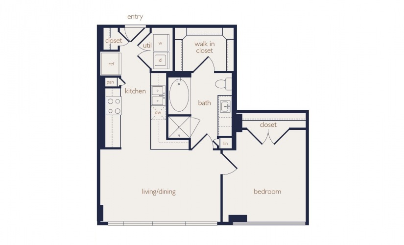 a4a - 1 bedroom floorplan layout with 1 bathroom and 718 square feet