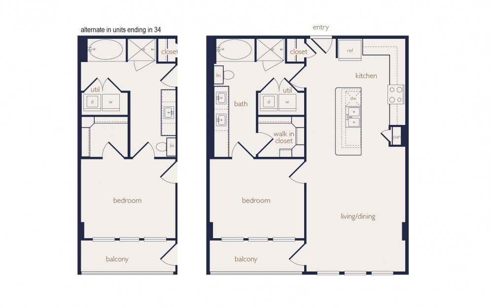 a5  - 1 bedroom floorplan layout with 1 bath and 820 square feet.