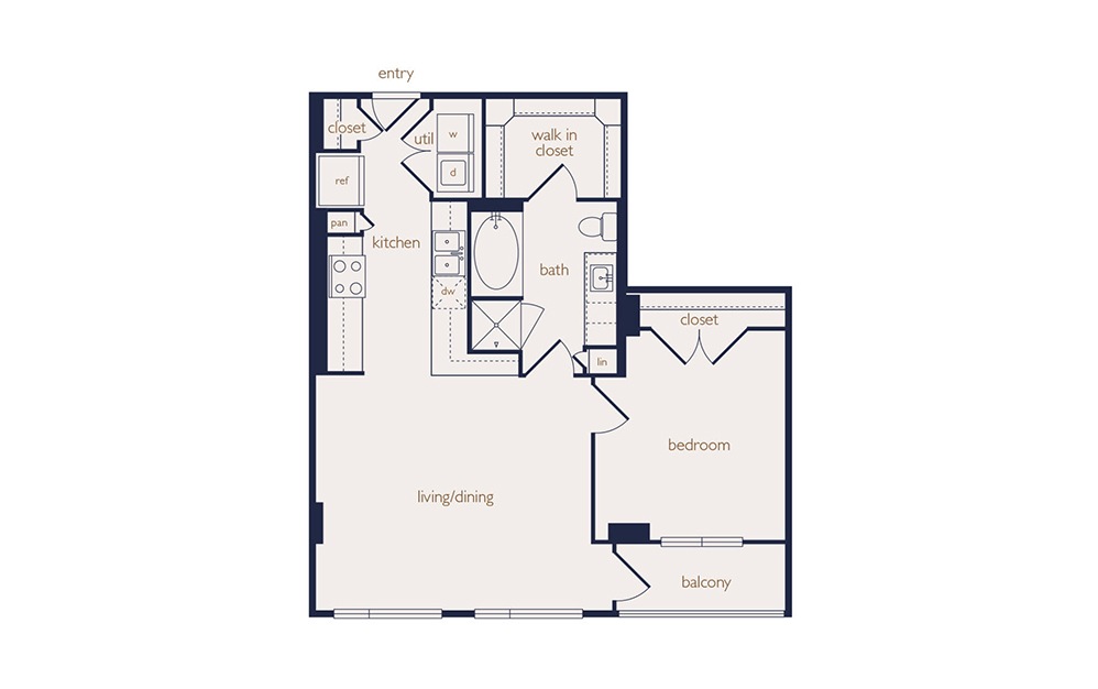 a4b - 1 bedroom floorplan layout with 1 bath and 695 square feet. a4b - 1 bedroom floorplan layout with 1 bath and 695 square feet.