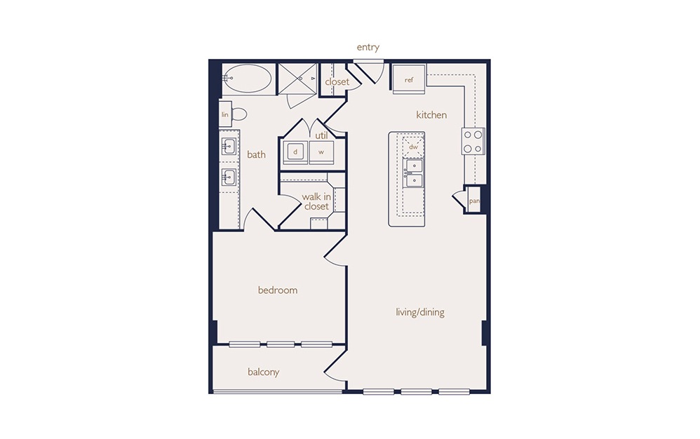 a5a - 1 bedroom floorplan layout with 1 bath and 770 square feet. a5a - 1 bedroom floorplan layout with 1 bath and 770 square feet.