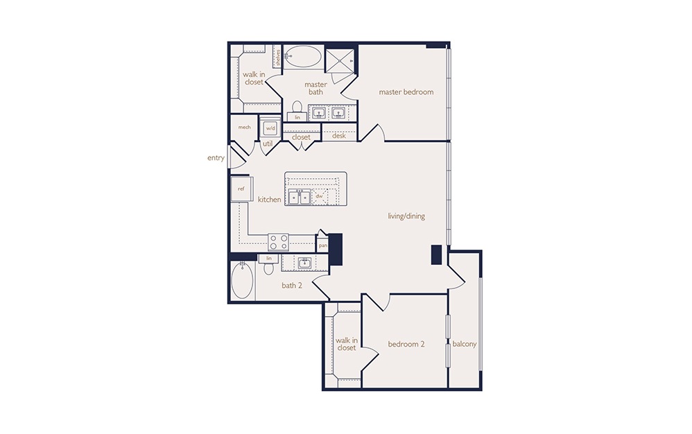 b1 - 2 bedroom floorplan layout with 2 baths and 1129 square feet. b1 - 2 bedroom floorplan layout with 2 baths and 1129 square feet.