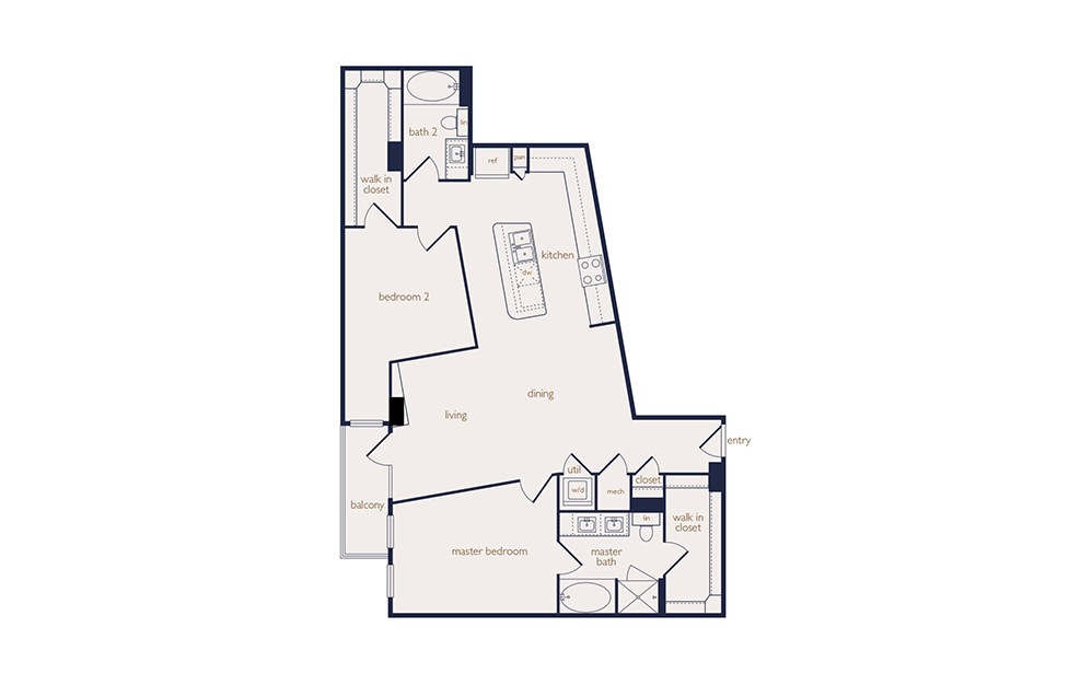 b3 - 2 bedroom floorplan layout with 2 baths and 1250 square feet. b3 - 2 bedroom floorplan layout with 2 baths and 1250 square feet.