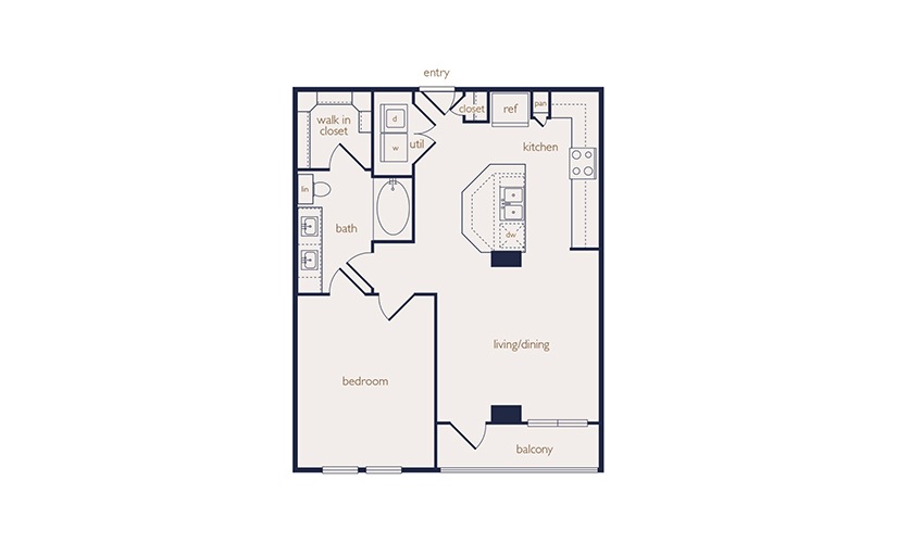 a3  - 1 bedroom floorplan layout with 1 bathroom and 783 square feet